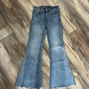 American Eagle Outfitters Light Blue Flare Jeans next level stretch